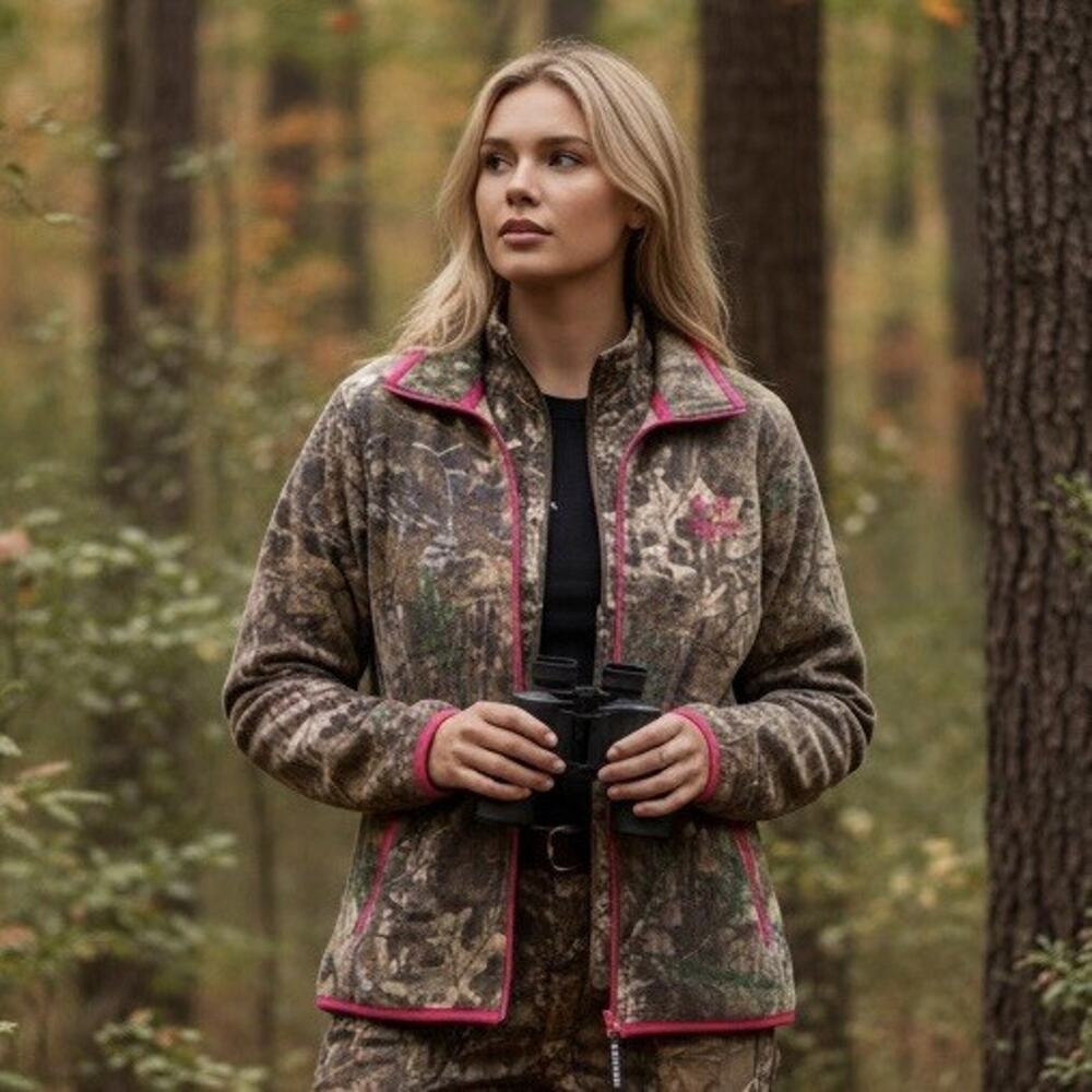 Realtree Women’s Camo Fleece Jacket Size M 8-10 Hunting 100% Polyester Camping